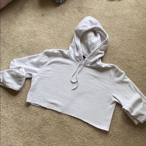Cropped white hoodie sweatshirt
